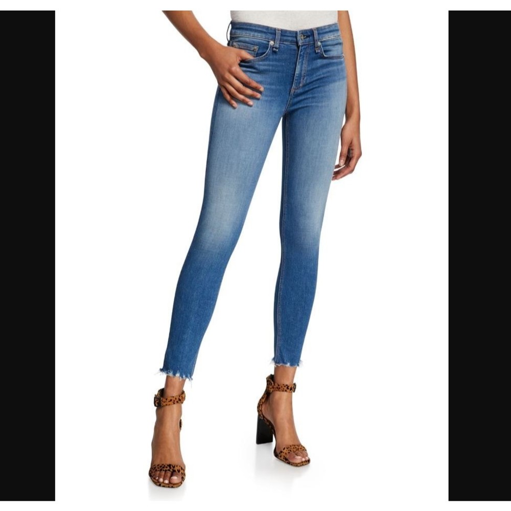RAG & BONE Cate Mid Rise Ankle Skinny Stretch Raw Hem Jeans Size 23